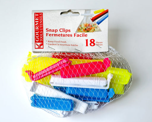 18 clips multicolores en plastique robuste pour sacs - Roxanne Cuisine