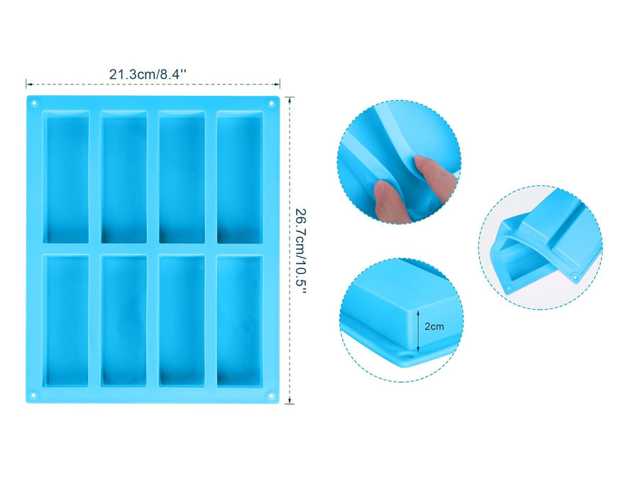 Moule pour 8 barres tendres en silicone BLEU