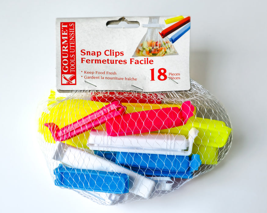 18 clips multicolores en plastique robuste pour sacs