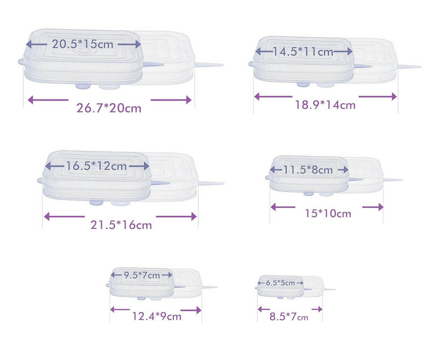 Couvercles extensibles en silicone rectangulaires