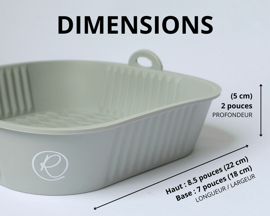 Grand récipient antiadhésif en silicone CARRÉ de 8.5 pouces pour air fryer - Roxanne Cuisine
