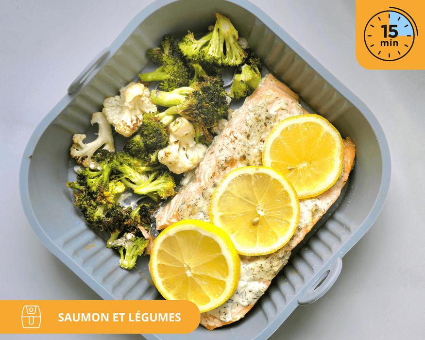 Grand récipient antiadhésif en silicone CARRÉ de 8.5 pouces pour air fryer - Roxanne Cuisine