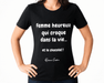 T-Shirt « Femme heureuse qui croque dans la vie... et le chocolat ! » - Roxanne Cuisine