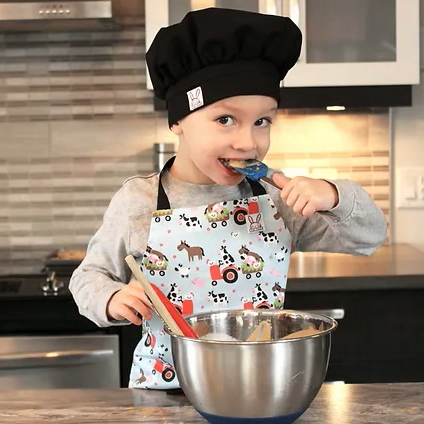 Ensemble « mini chef » avec mitaines et chapeau