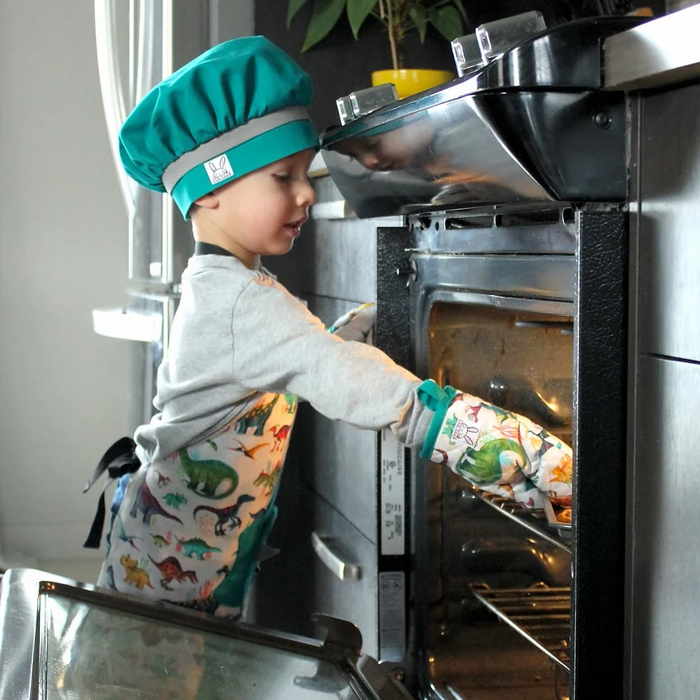 Ensemble « mini chef » avec mitaines et chapeau