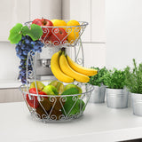 Simple Houseware 2-Tier Countertop Fruit Basket Bowl Storage Chrome