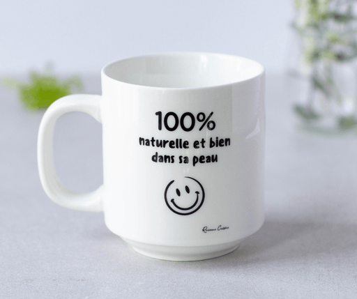 Autocollant pour tasse « 100% naturelle et bien dans sa peau » - Roxanne Cuisine