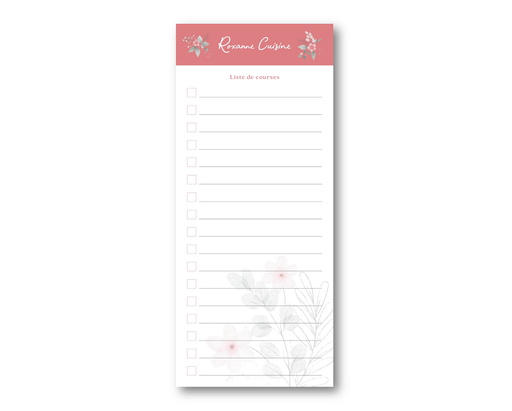 Liste de courses « bloc - note » magnétique (50 feuilles détachables) - Roxanne Cuisine