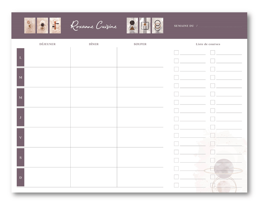 Planificateur de repas magnétique (52 feuilles détachables) - Roxanne Cuisine