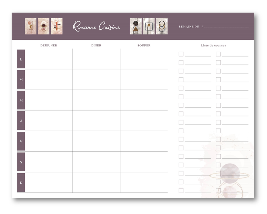Planificateur de repas magnétique (52 feuilles détachables)