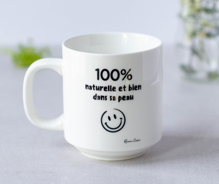 Autocollant pour tasse « 100% naturelle et bien dans sa peau »